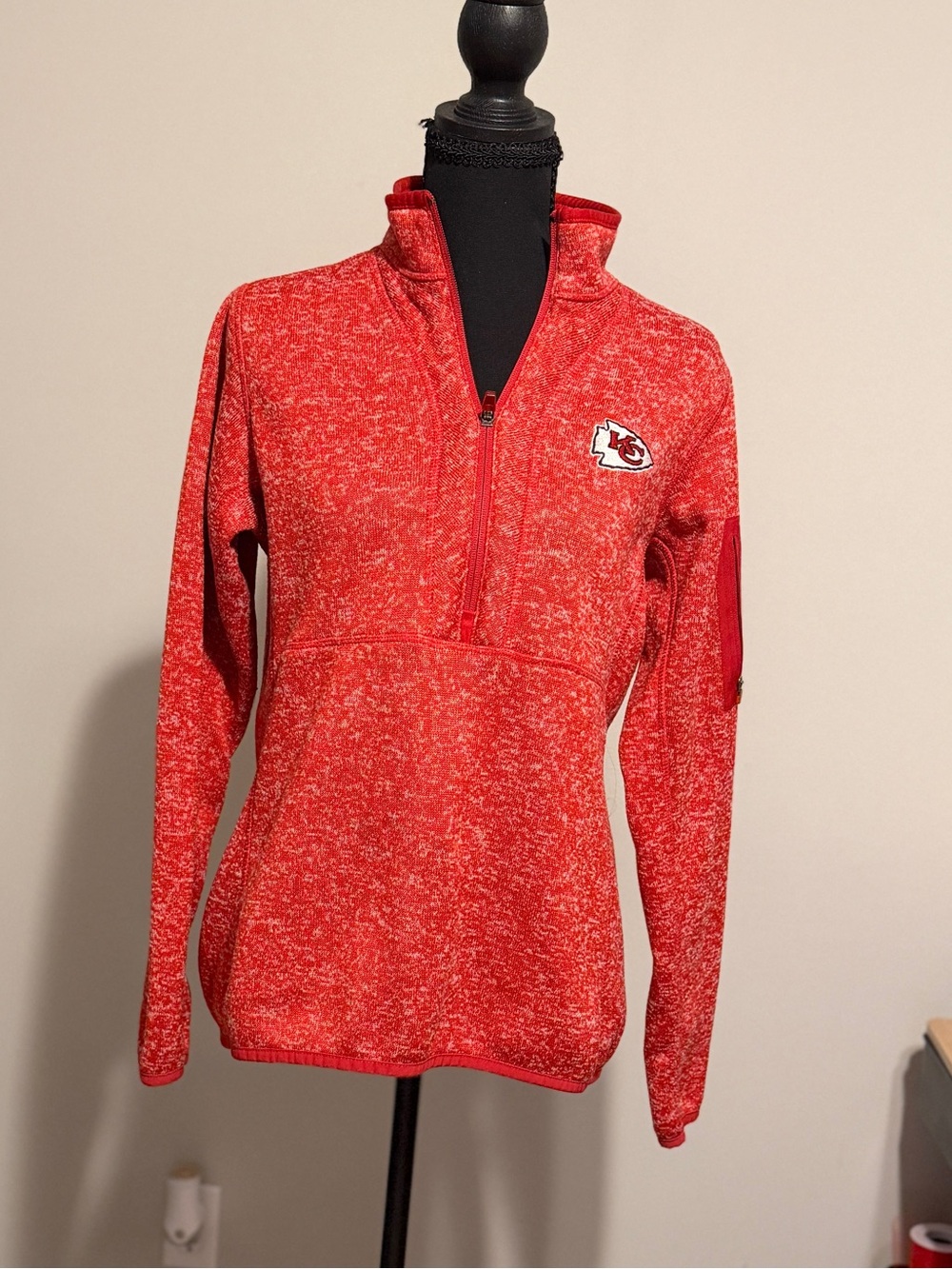 Antigua Women's Red Heather Quarter-Zip Pullover